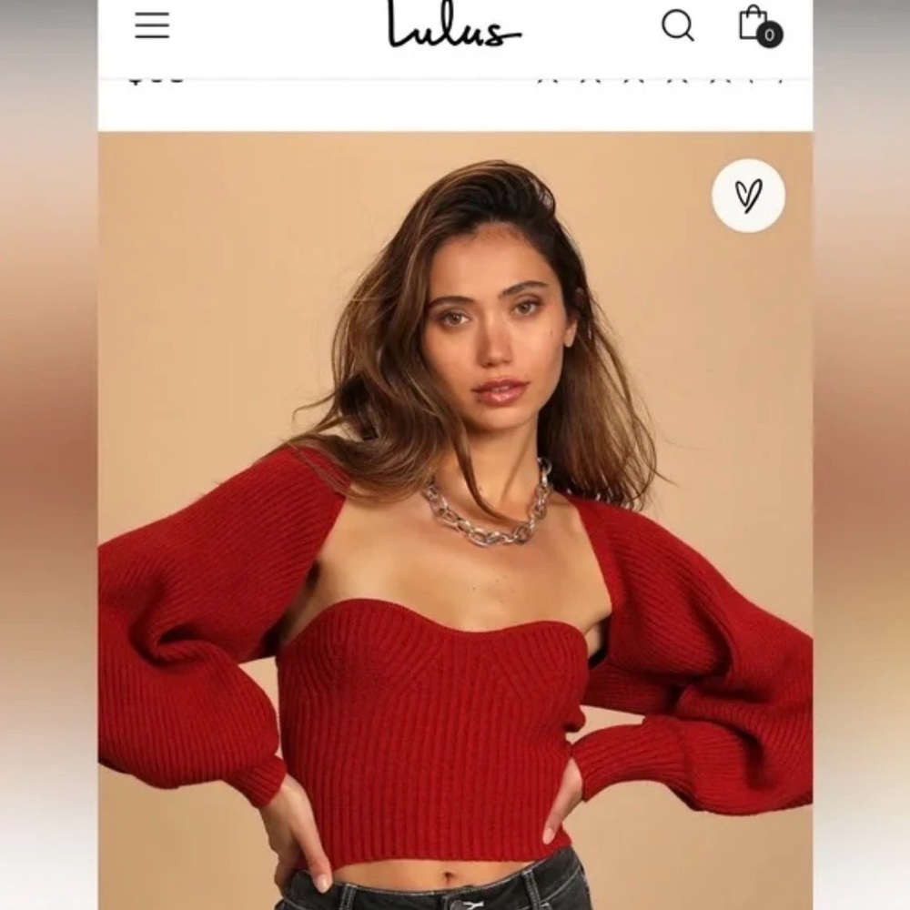 Lulus Red Ribbed Knit Cropped Shrug Sweater Size XL